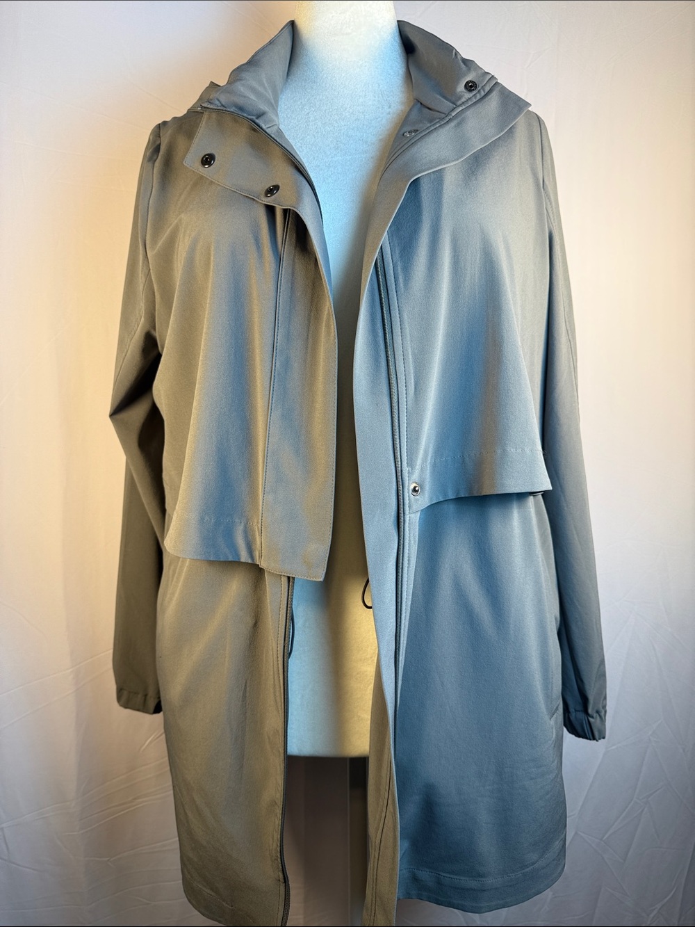 J. Jill Light Gray Hooded Trench Coat Business Casual